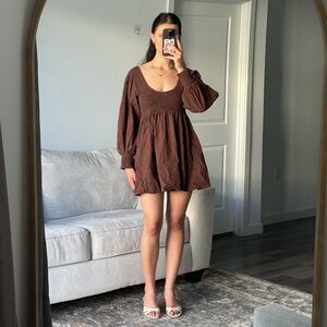 Brown cotton mini dress medium